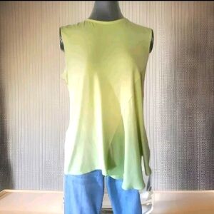 The Limited Lime Green Georgette Sleeveless Asymmetrical Blouse